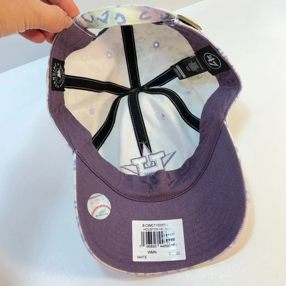Houston Astros Hat Women OS '47 Brand Pastel Leopard Print Adjustable Cap NEW